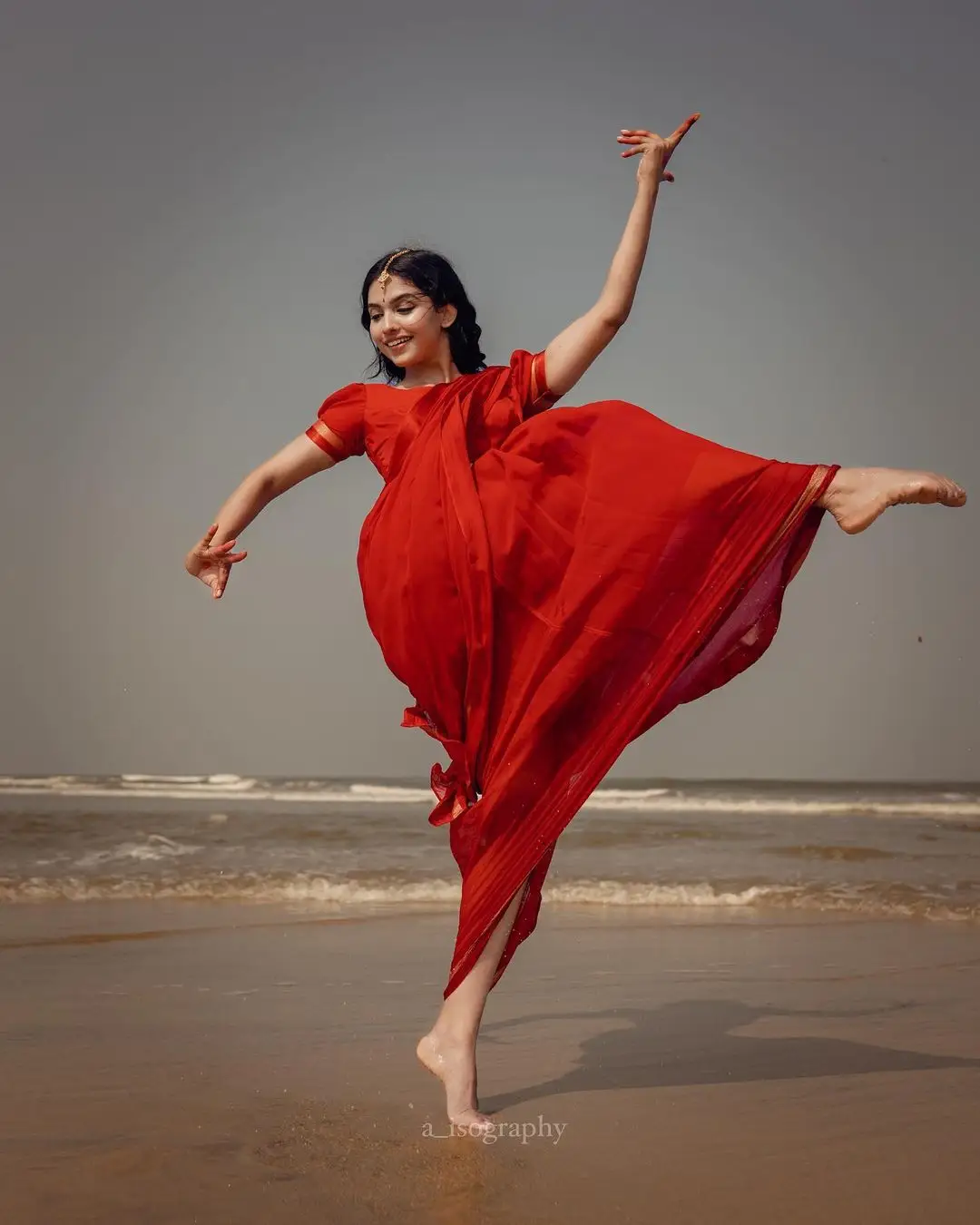 Malayalam Actress Mamitha Baiju in Beautiful Red Saree